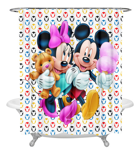 Conjunto Fofo De Cortinas De Chuveiro Mickey & Minnie Mouse