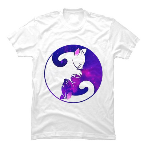 Playera Camiseta Hermosos Gato En Equilibrio Yin Yang Galaxi