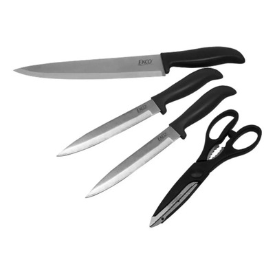 Set De Cuchillos Ekco Classic De 4 Pzas De Acero Inoxidable Color Negro | MercadoLibre