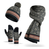 Conjunto De Tres Piezas De Guantes De Bufanda De Gorro De La