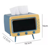 Mini Tv Retrô Para Celular Suporte Porta Guardanapos Azul