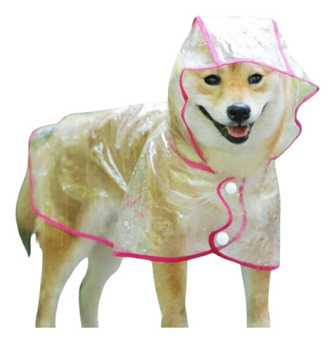 Capa Impermeable Para Mascotas Con Capota Mediano - Fucsia 