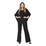 Conjunto Trio Feminino Lanzinha Pantalona Casulo Regata Luxo