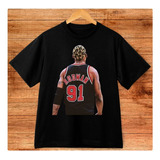 Polera Unisex Basket Denis Rodman Nba Algodon Estampado