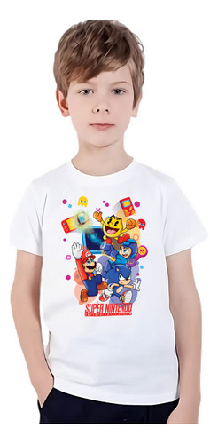 Playera Unisex Niños Retro Game Mario Megaman