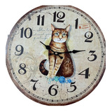 Reloj De Pared Diseño De Gato Análogo Y A
