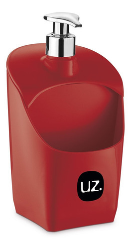 Porta Detergente Dispenser Plástico Com Suporte Esponja Uz Cor Vermelho