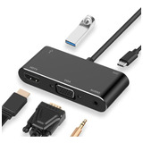 Adaptador Conversor Vga Hdmi Usb P/ Usb Type-c Note Tv 5em1