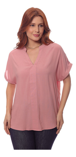 Camisa Feminina Viscose Gola Padre Manga Curta Estilosa