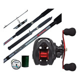 Combo Pesca Baitcasting Reel Rotativo Huevito + Caña 15-30lb