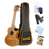 Rockjam Kit De Ukelele Soprano Prémium Con Afinador, Bolsa. Color Natural