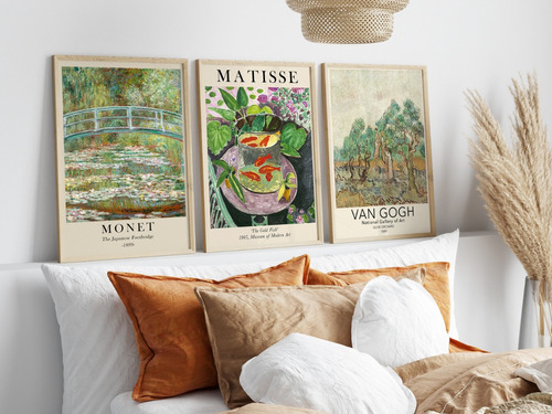 Cuadros  Decorativos Monet, Matisse, Van Gogh  Set X3
