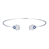 Pulsera Esclava Hamsa Cristal Plata 925