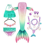 Kit De Cola De Sirena Con Bikini Sin Monoaleta For Niños