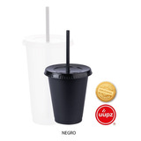 70 Vasos Reusables Con Popote Para Bebida Fría Mini 16 Oz Color Negro