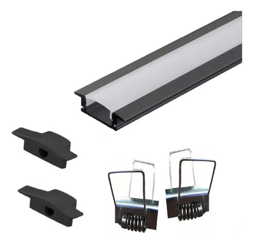 Kit 9 Perfil Embutir 30mm P/fita Led 2m Alumínio + Presilha 