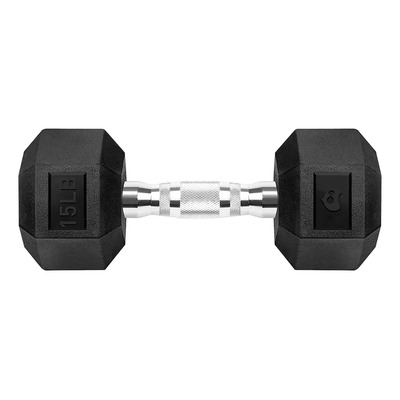 Mancuerna Hexagonal Caucho 15lb (6.8 Kg) Gym Crossfit Color Negro | Envío gratis