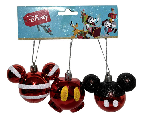 Kit 03 Enfeites Árvore De Natal Mickey Mouse Disney Original