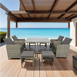 Juego De Comedor De Exterior Rattan 9 Piezas