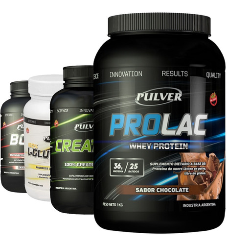 Combo Pulver Proteinas Prolac + Glutamina + Bcaa + Creatinas