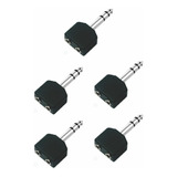 5 Adaptador 2 Jack 3.5 Mm Hembra A Plug Macho 6.3 Mm Estéreo