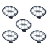 Kit 5 Refletor Holofote Luminaria Jardim 8 Leds 12v 24v Oval