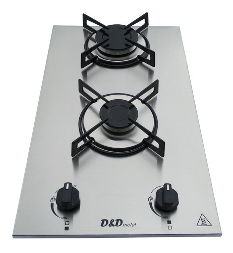 Fogão Cooktop 2 Bocas Automático * Tampo Em Inox Escovado