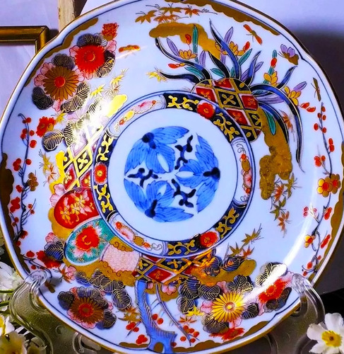 Antiguo Plato Porcelana Imari Japón Para Colección Impecable