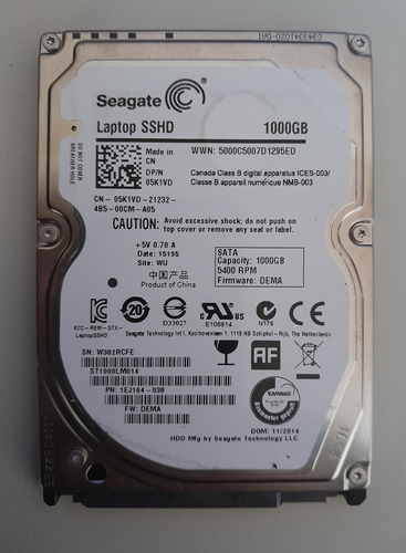 Hd/disco Rígido Interno Seagate Laptop Sshd St1000lm014 1tb