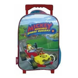 Mochila Mickey Mouse Escolar Carrera De Autos Fun Con Carro