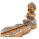 Incensário Vareta Baby Buda Brilhante Meditando Canaleta 16c