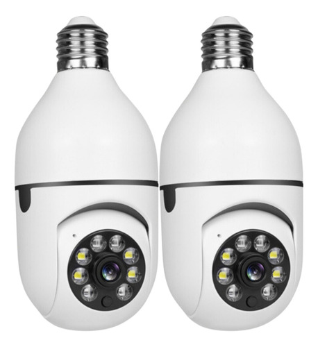Kit 2 Câmeras Segurança Lâmpada 360 Wifi Ip Hd Visão Noturna