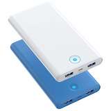 2 Cargadores Usb Portatiles 20000mah Ultra Slim Azul Blanco