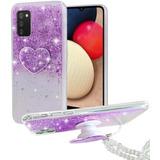 Funda Para  Samsung Galaxy A02s (brillos Violetas)