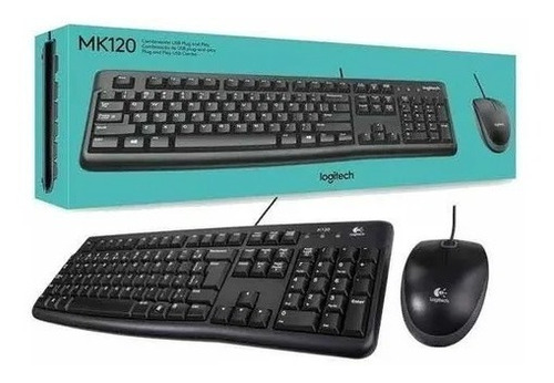 Teclado E Mouse Logitech Usb Mk120 Com Fio