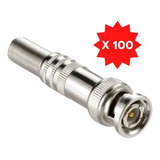 100x Conector Bnc Com Mola E Parafuso Plug Cftv Segurança