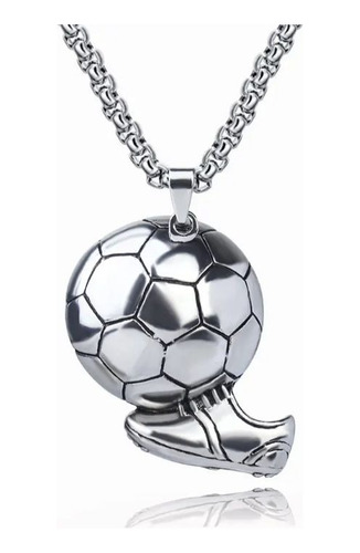 Collar De Futbol Balón Y Bota Hombre Moda Masculina Plateado