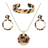 Aratlench Aretes De Leopardo, Collar Y Pulsera Para Mujer, A