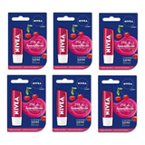 6 Protectores Labial Nivea By Labello Cherry Shine