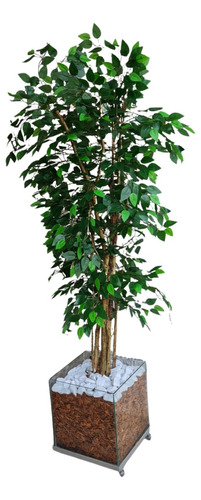 Árvore Artificial Ficus C/  Vaso De Vidro