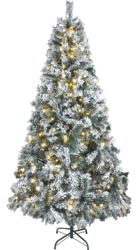 Arbol Navidad Nevado 180 Cm Luces Led Frondoso 600 Ramas 