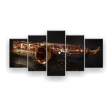 Kit 5 Quadros Decorativo P/ Sala Studio Sax Saxofone Mosaico