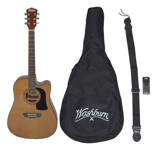 Washburn Ad5cepack Nat Guitarra Electroacústica Roseta 