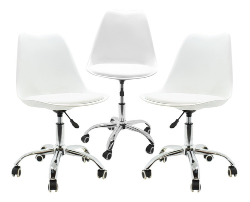 Sillas De Oficina Eames Asiento Giratorio Con Cojin 3pz