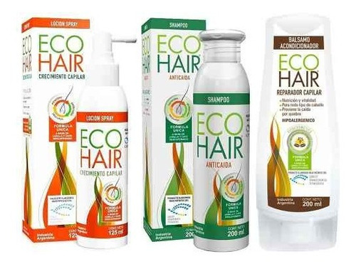 Eco Hair  Anticaida Crecimiento Cabello Combo Locion+sham+aco