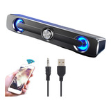 Barra De Sonido Con Cable Usb Bluetooth 5.0 Luz Led Para Pc