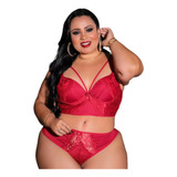 Cropped- Conjunto Lingerie Sexy- Reforçado- Plus Size- Luxo