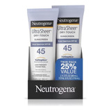 Kit 2x Protetor Solar Neutrogena Ultra Sheer Fps 45  88ml 