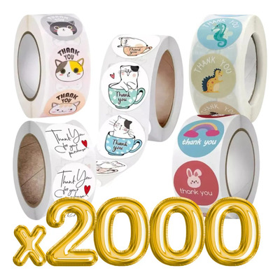 2000 Pegatinas Circulares Agradecimiento Calcomanía Gatito F Color | MercadoLibre