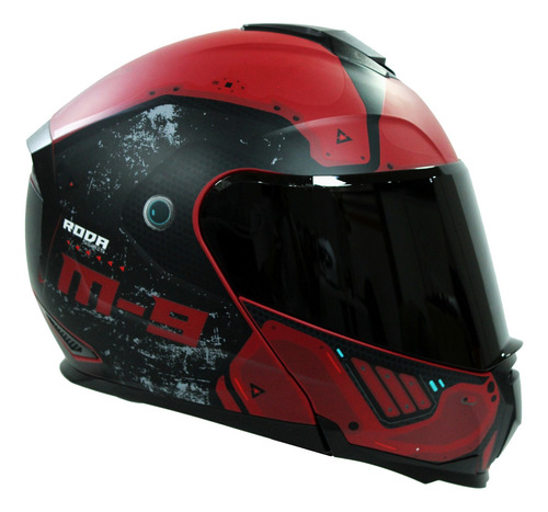 Casco Roda Revenge Pro Rojo Mate Android Abatible Mica Humo